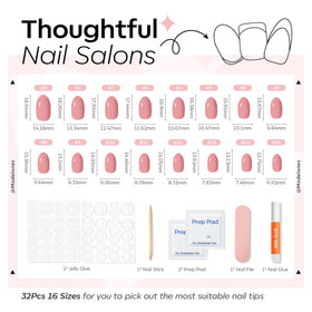 modelones Soft Pink Short Press on Nails applied on hands