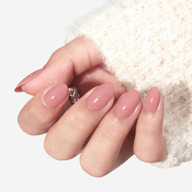 modelones Soft Pink Short Press on Nails Kit showing included nail glue and adhesive tabs