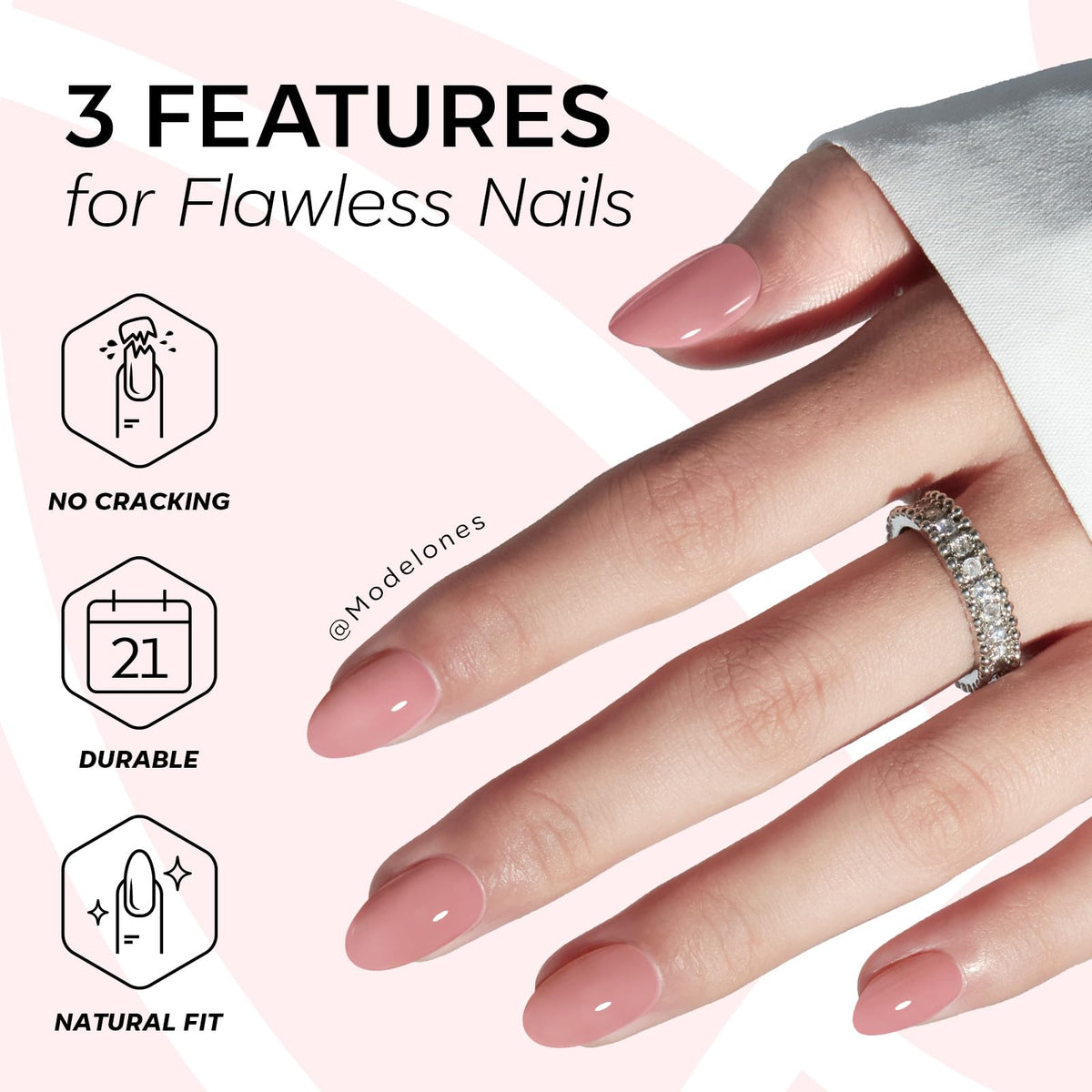 modelones Soft Pink Short Press on Nails Kit with prep pads for clean nails