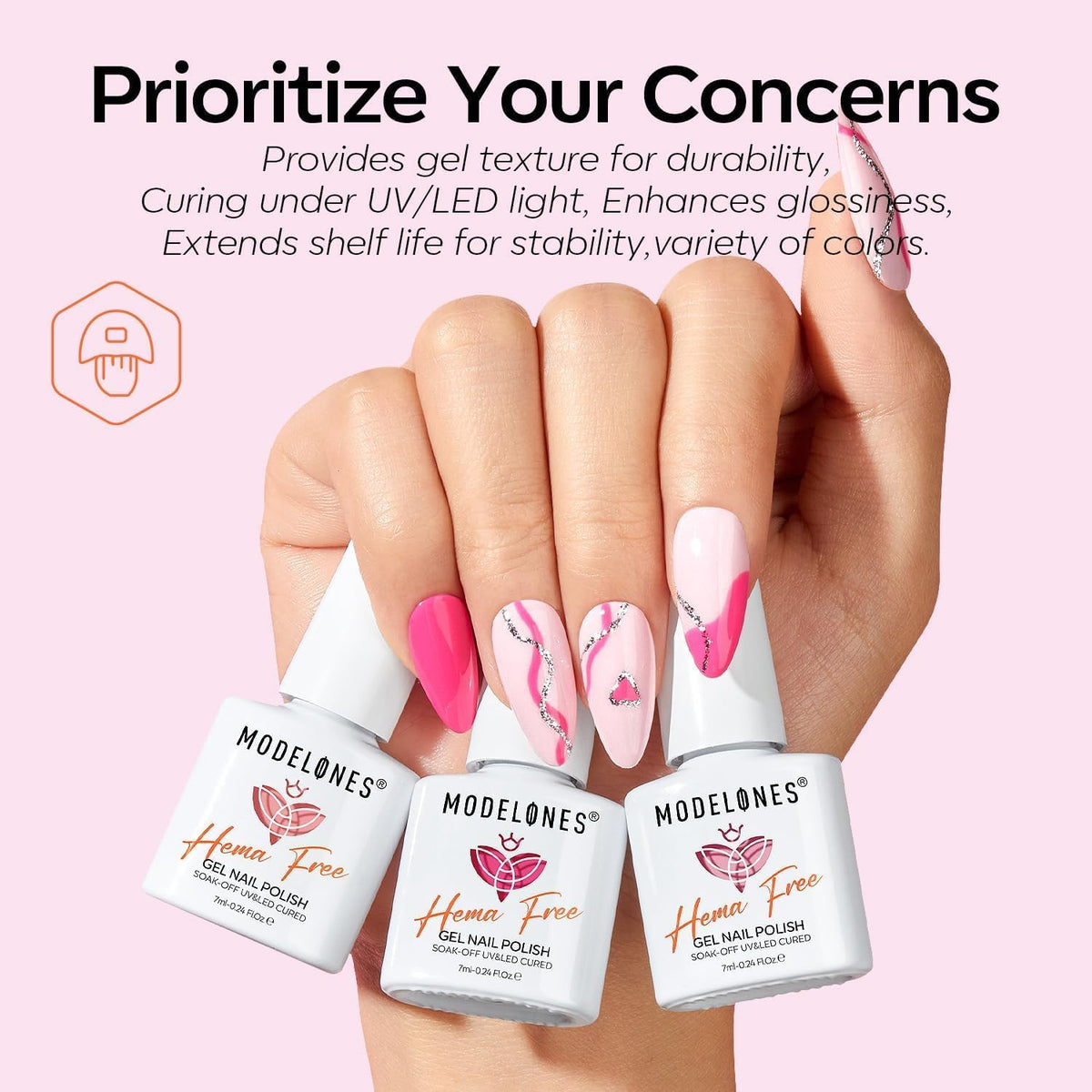 modelones White Bare Crystal gel polish bottle front view
