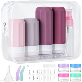 MODENGKONGJIAN 16 Pack Travel Bottles front view in cranberry