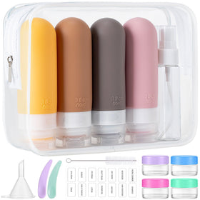 MODENGKONGJIAN 16-pack travel toiletry container set with clear bag