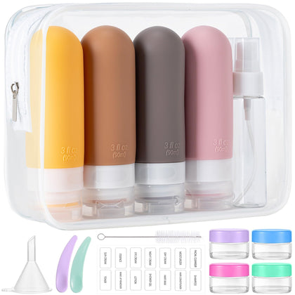 MODENGKONGJIAN 16-pack travel toiletry container set with clear bag