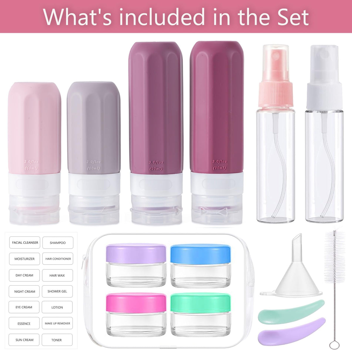 MODENGKONGJIAN silicone travel bottles showing three layers anti-leakage design