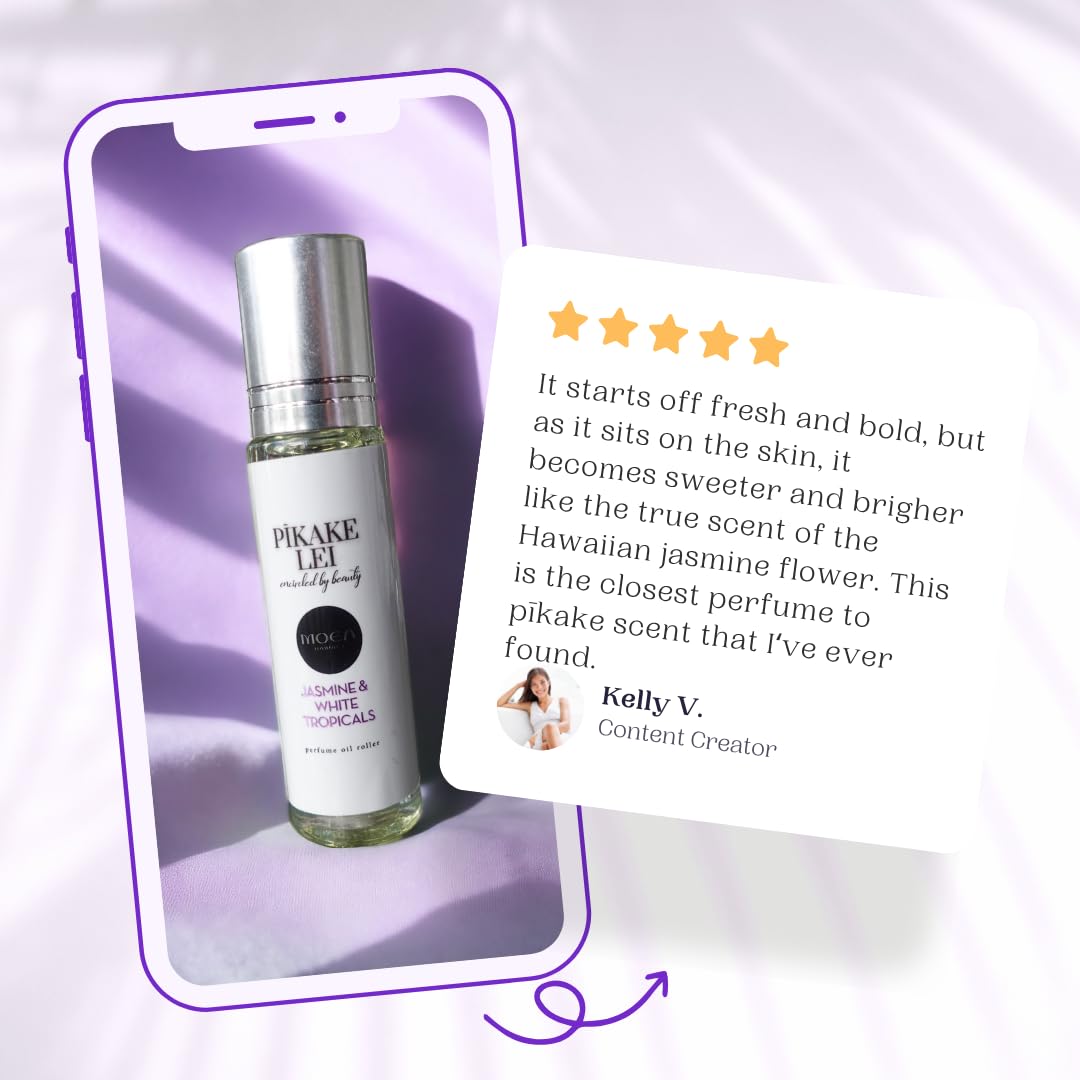 MOEA HAWAII Pikake Lei Perfume Oil Roller in lifestyle setting