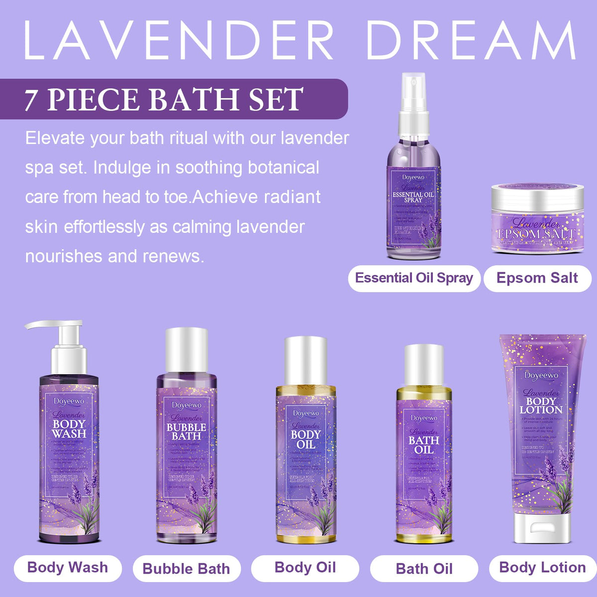 Moisturizing body lotion from DOYEEWO Lavender Spa Gift Set