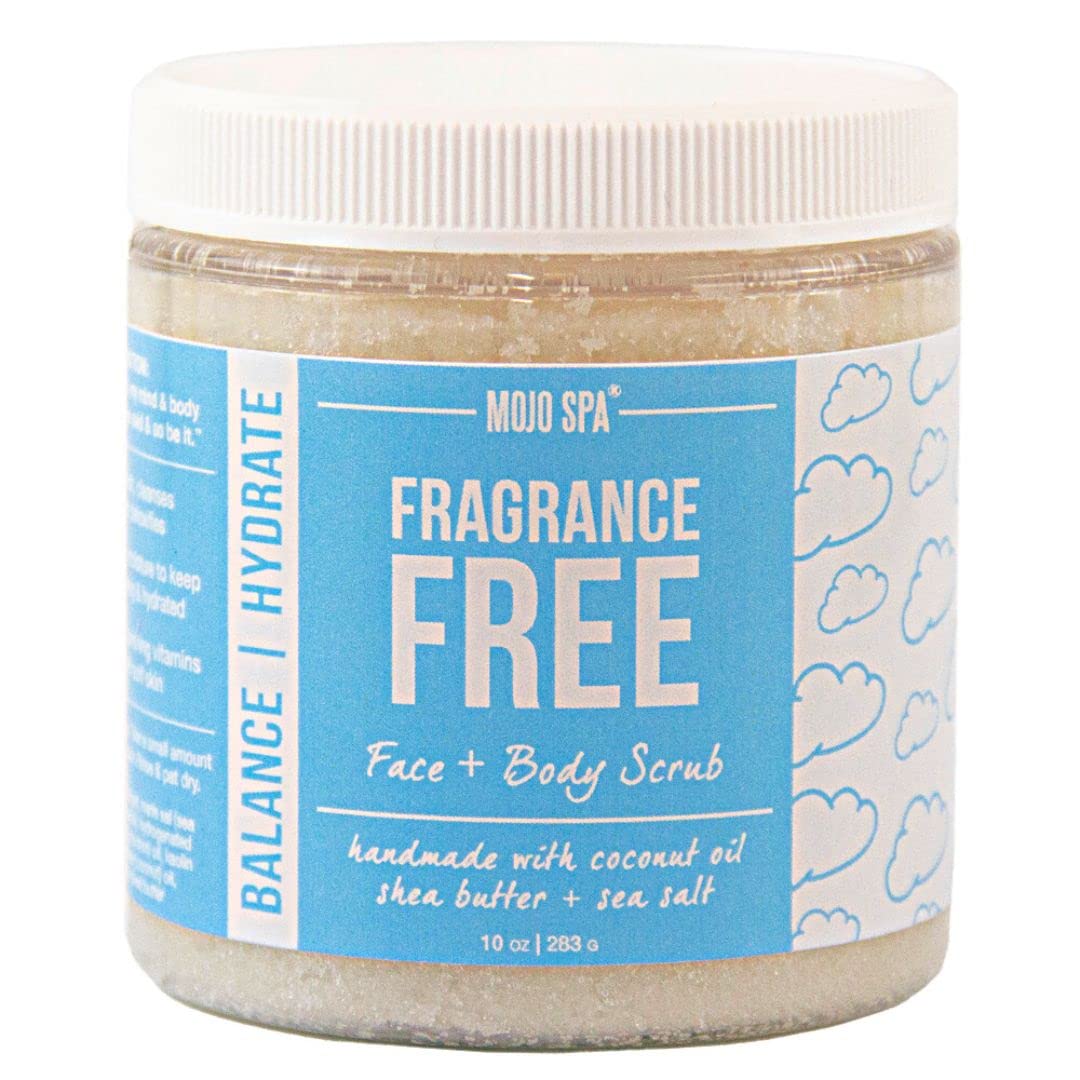 Mojo Spa Fragrance Free Face and Body Scrub texture on hand