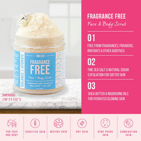 Mojo Spa Fragrance Free Face and Body Scrub with spa accessories