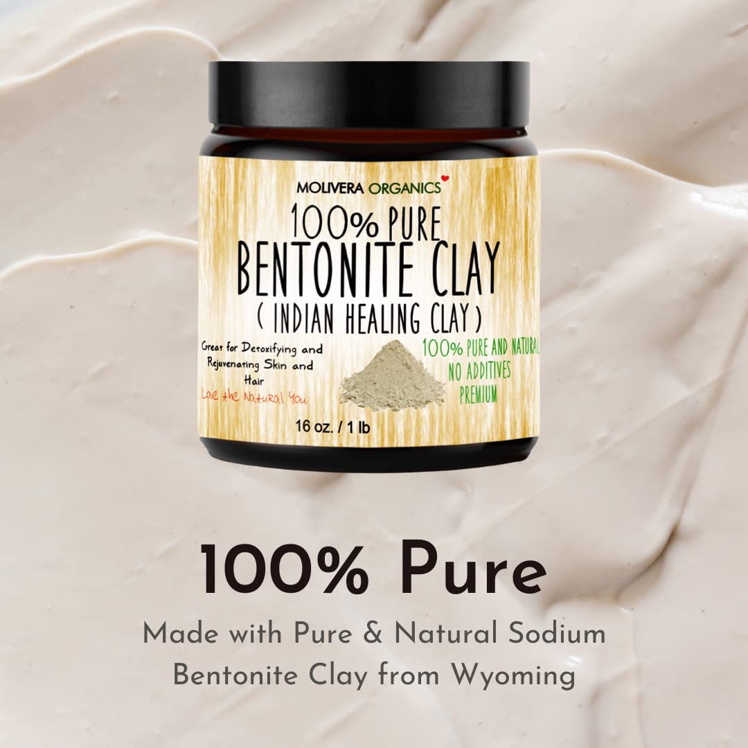 Molivera Organics Bentonite Clay 1 lb back view packaging