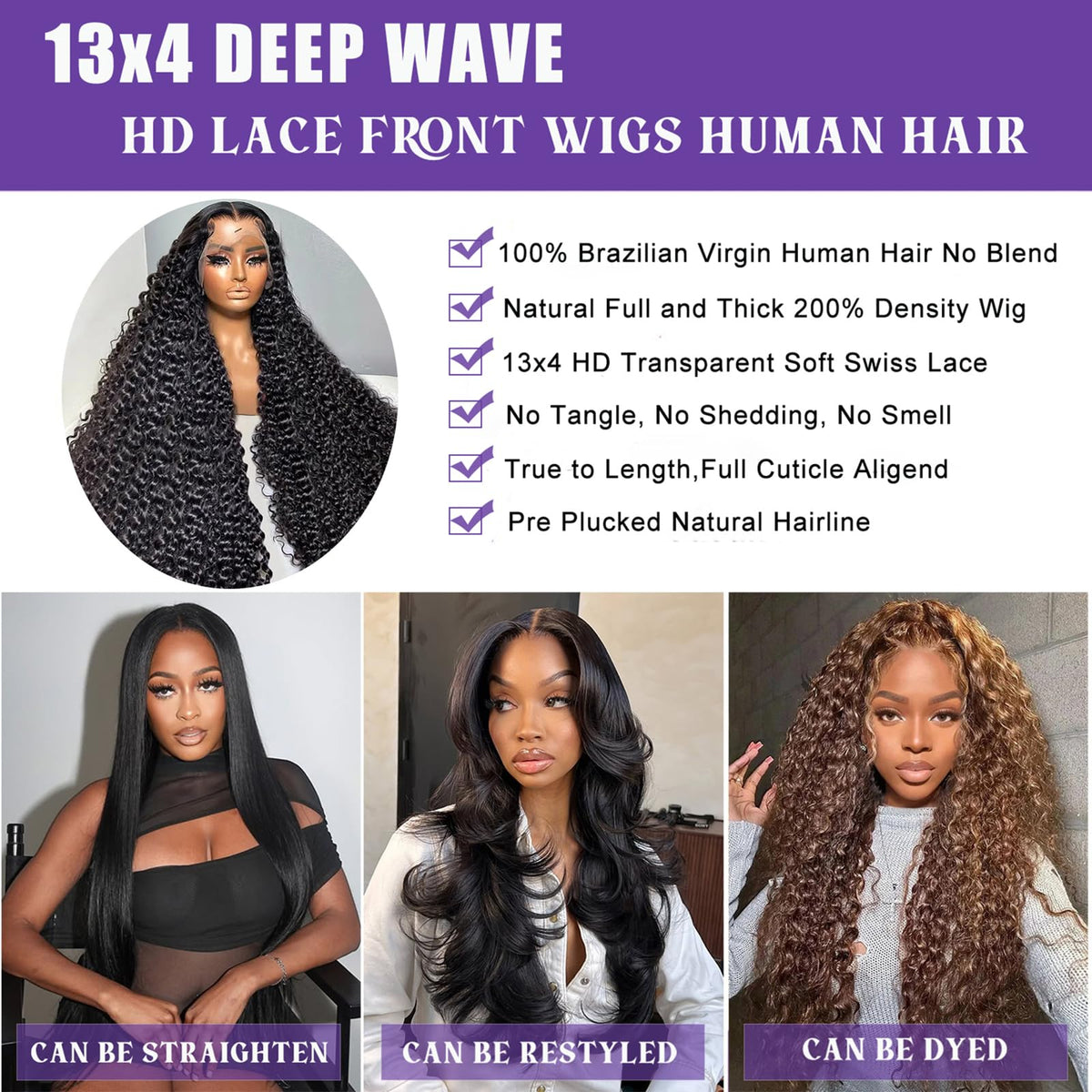 Momaksa 30 Inch Lace Front Wig back view showing full density