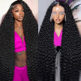 Momaksa 30 Inch Lace Front Wig deep wave curls front view