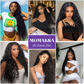 Momaksa 30 Inch Lace Front Wig on display with packaging