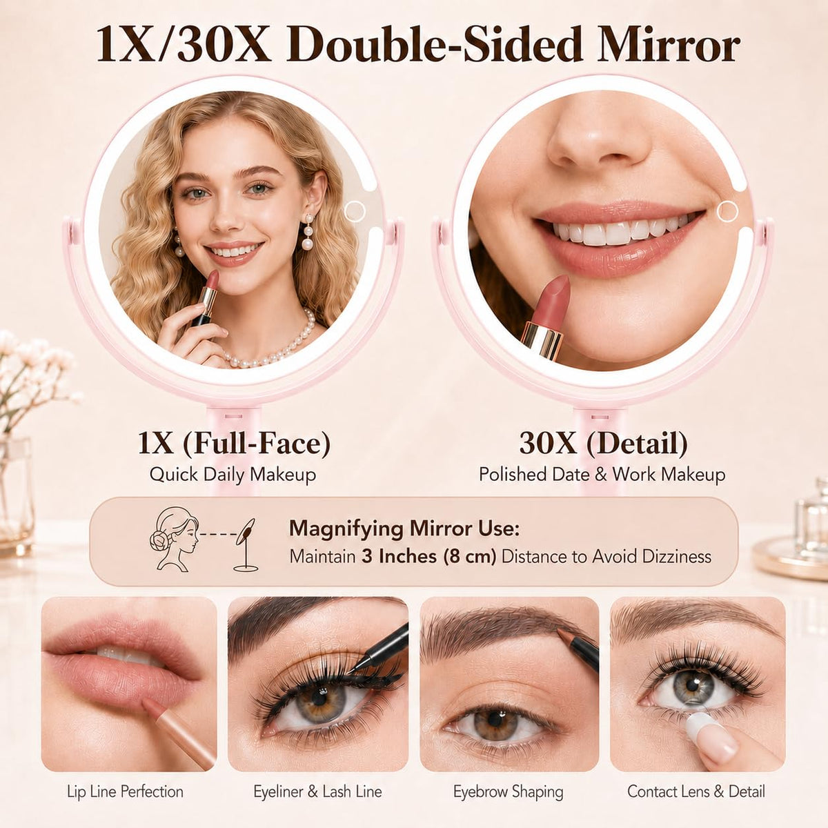 MOMOKUBA 30X side of dual-sided makeup mirror