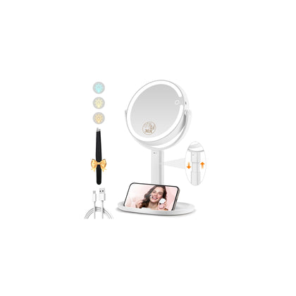 MOMOKUBA Makeup Mirror front view with lights and 30X magnification