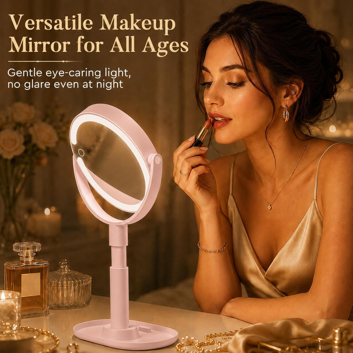 MOMOKUBA makeup mirror with built-in phone holder