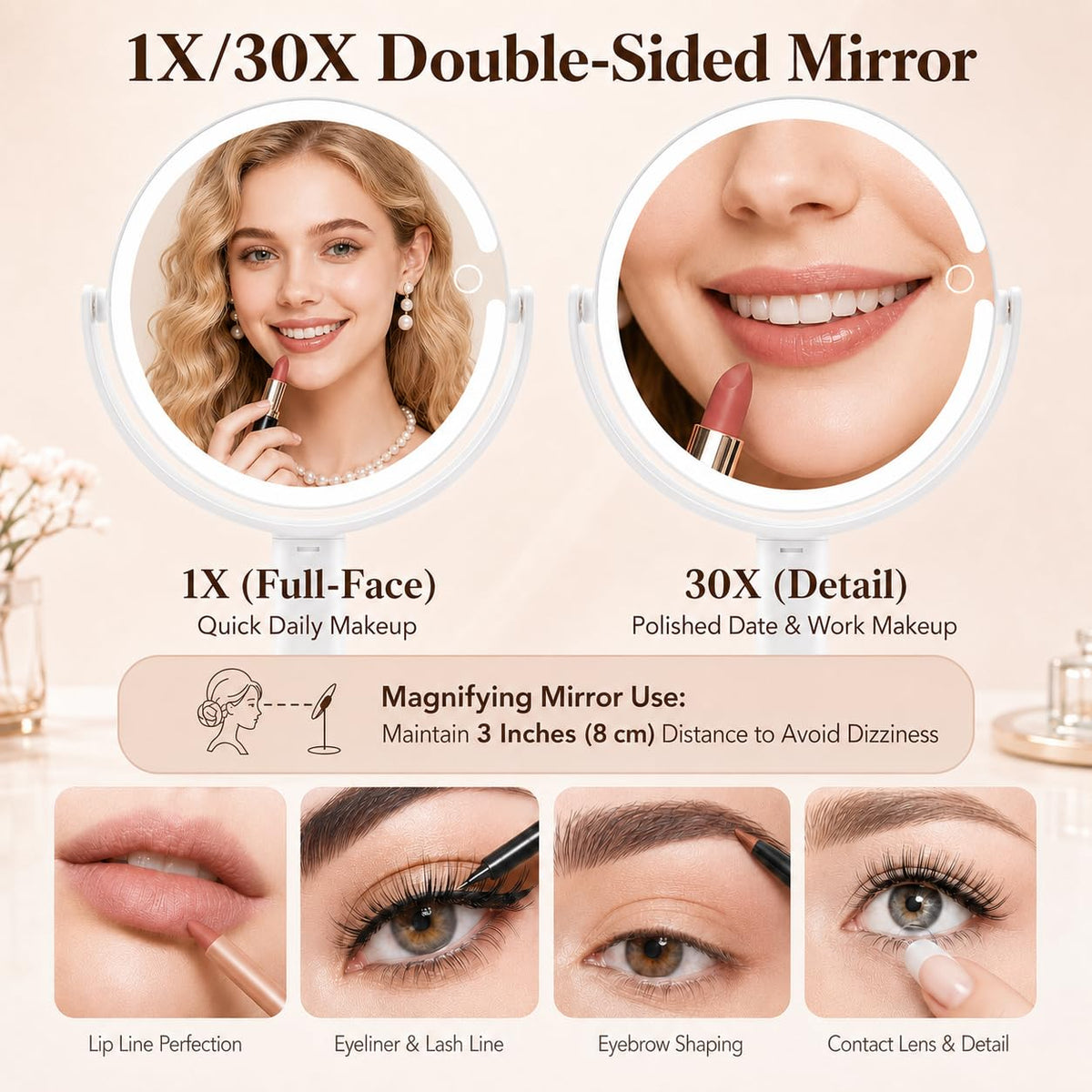 MOMOKUBA Makeup Mirror with detachable design for travel