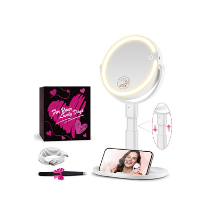 MOMOKUBA Makeup Mirror with lights front view showing dual sides