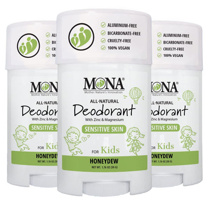 MONA All Natural Deodorant for Kids Honeydew front view