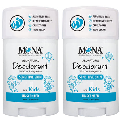 MONA Natural Deodorant Stick for Kids & Teens front view