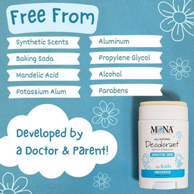 MONA Natural Deodorant Stick for kids with sports gear