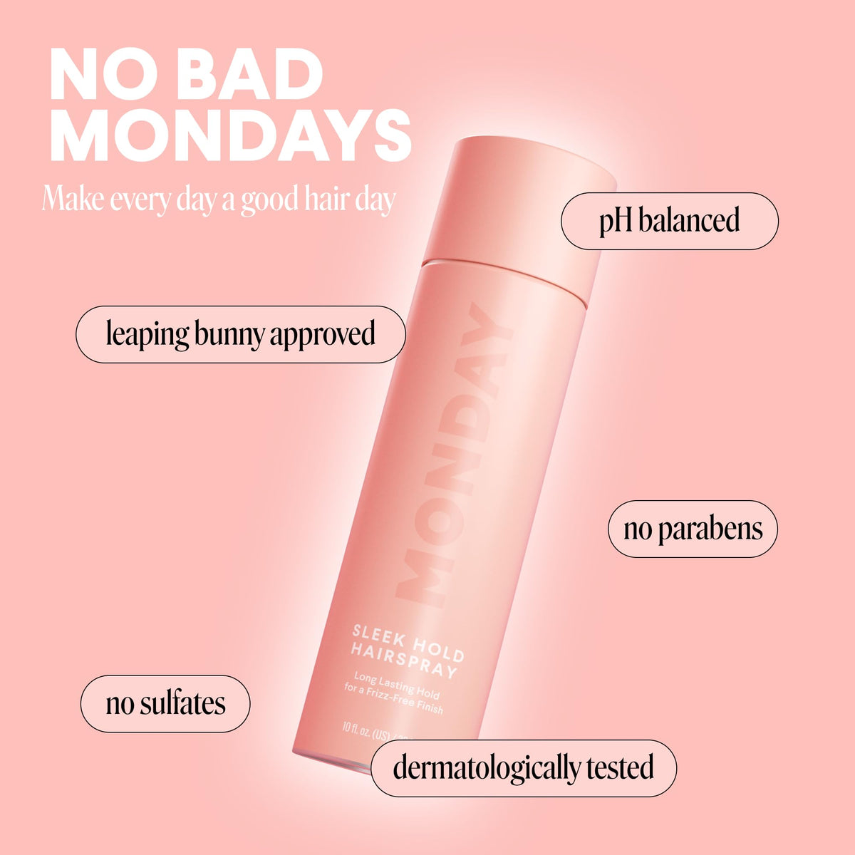MONDAY HAIRCARE Sleek Hold Hairspray 10 oz back view
