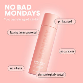 MONDAY HAIRCARE Sleek Hold Hairspray 329 mL on a vanity