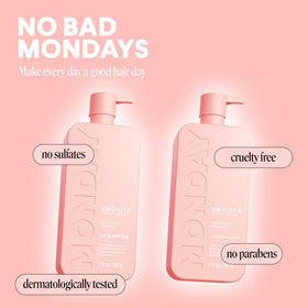 MONDAY HAIRCARE Smooth Shampoo and Conditioner set in bathroom