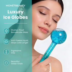 MonétBeauty Ice Globes for Face, showing freezer-safe design