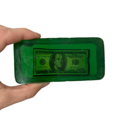Money Soap Fruity Pear Scented Soap Bar showing hidden prize