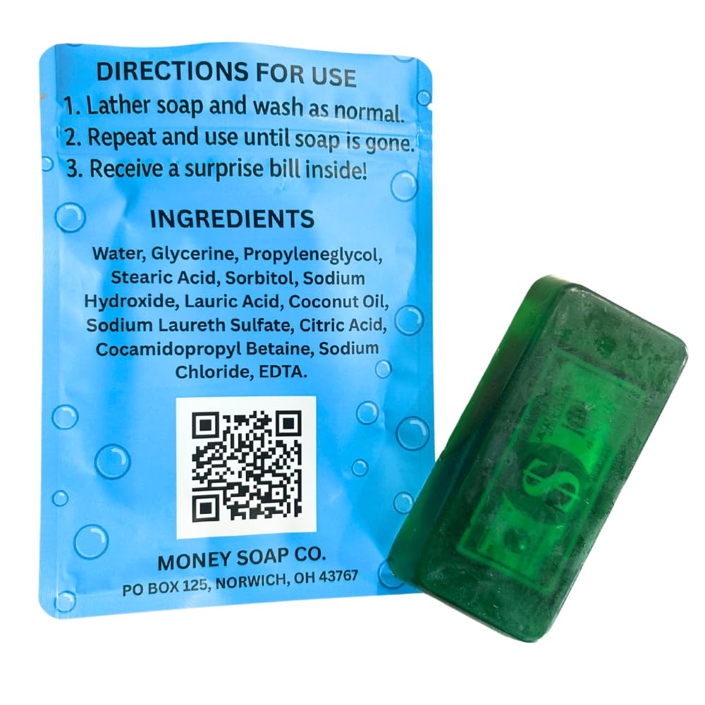Money Soap Fruity Pear Scented Soap Bar with lather on hands
