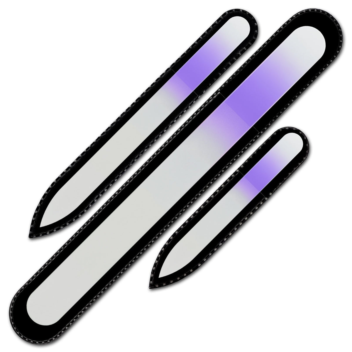 Mont Bleu Glass Nail File Set of 3 in black pouch