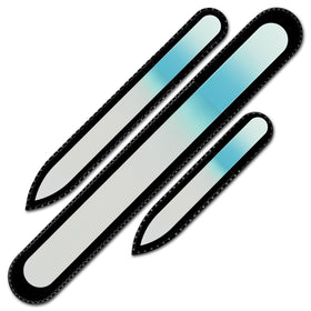 Mont Bleu Glass Nail File Set of 3 in protective pouch