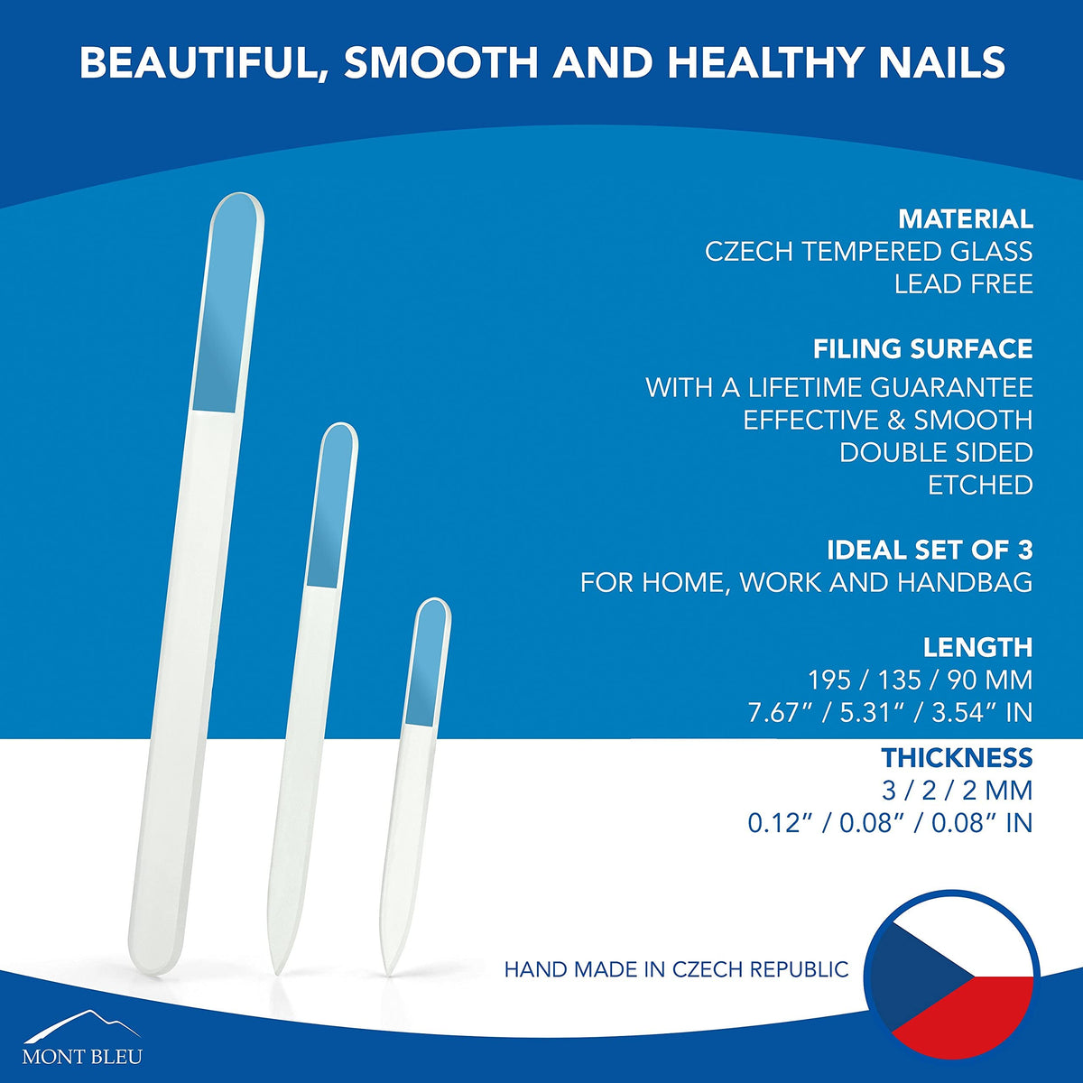 Mont Bleu Glass Nail File Set packaging display