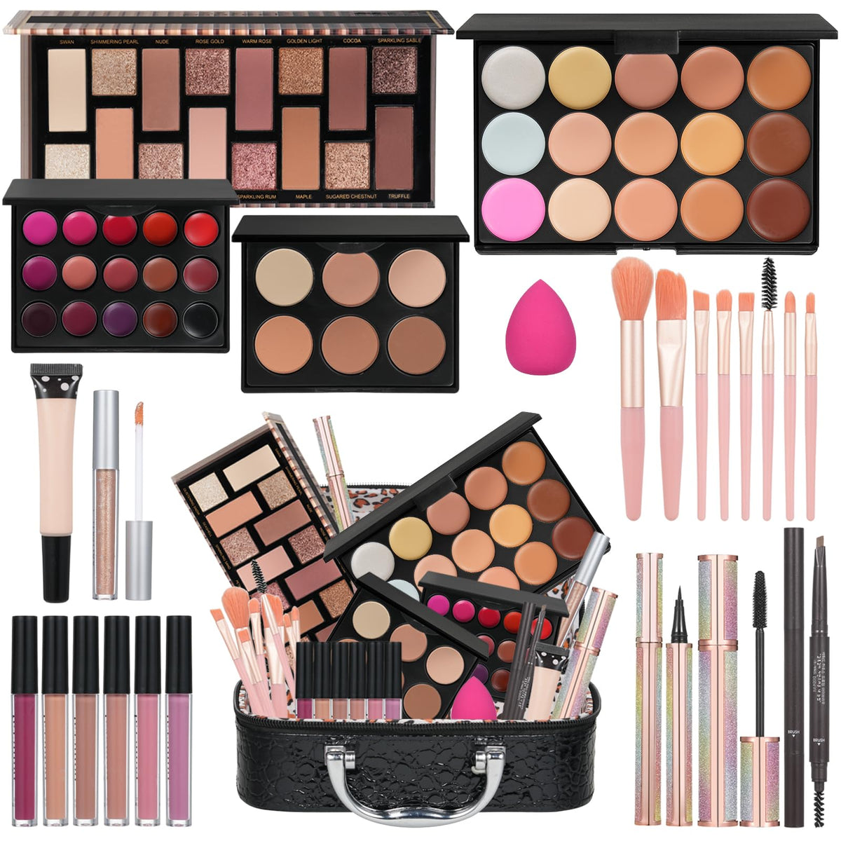 Moobirlet Makeup Kit full view with various cosmetics