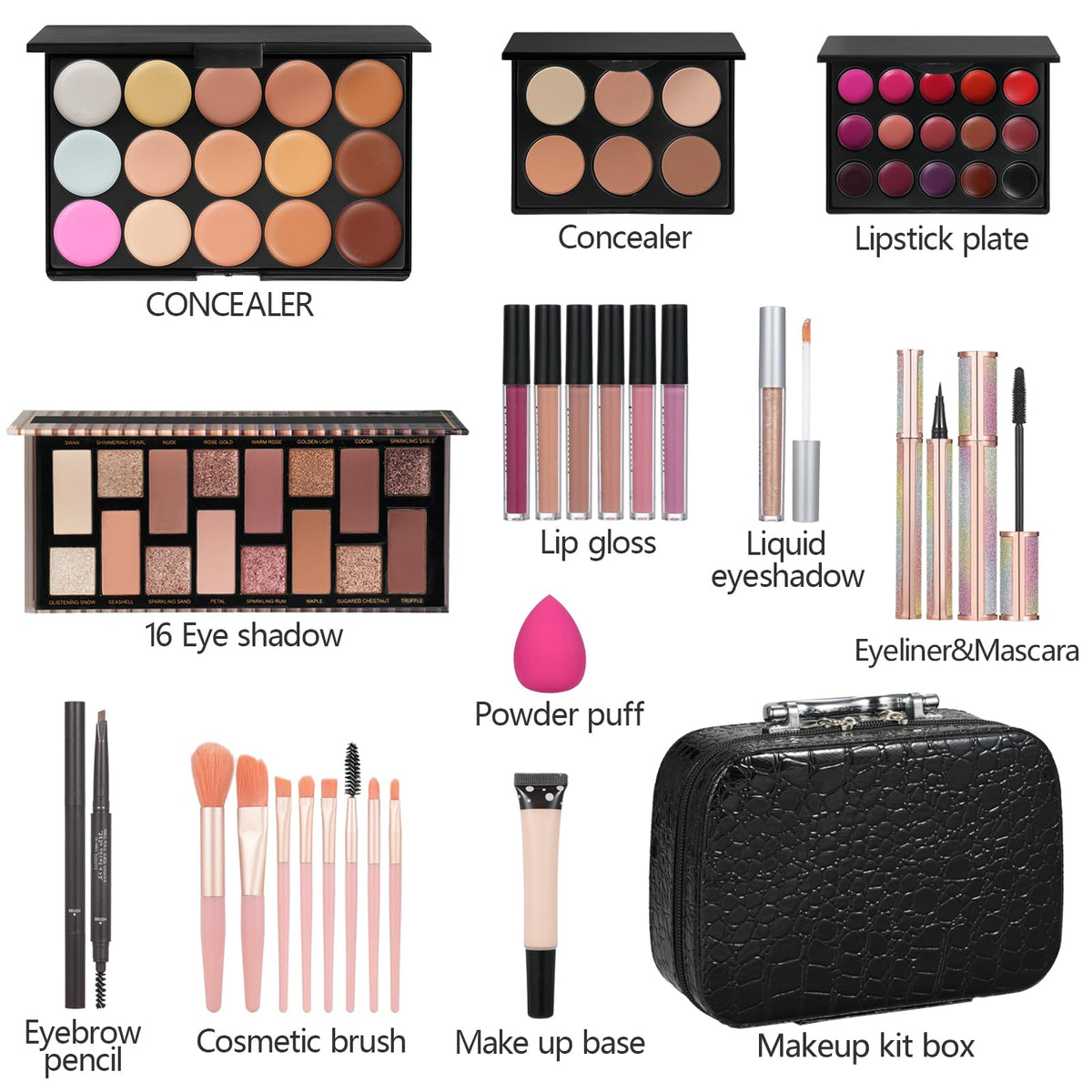 Moobirlet Makeup Kit makeup bag open showing contents