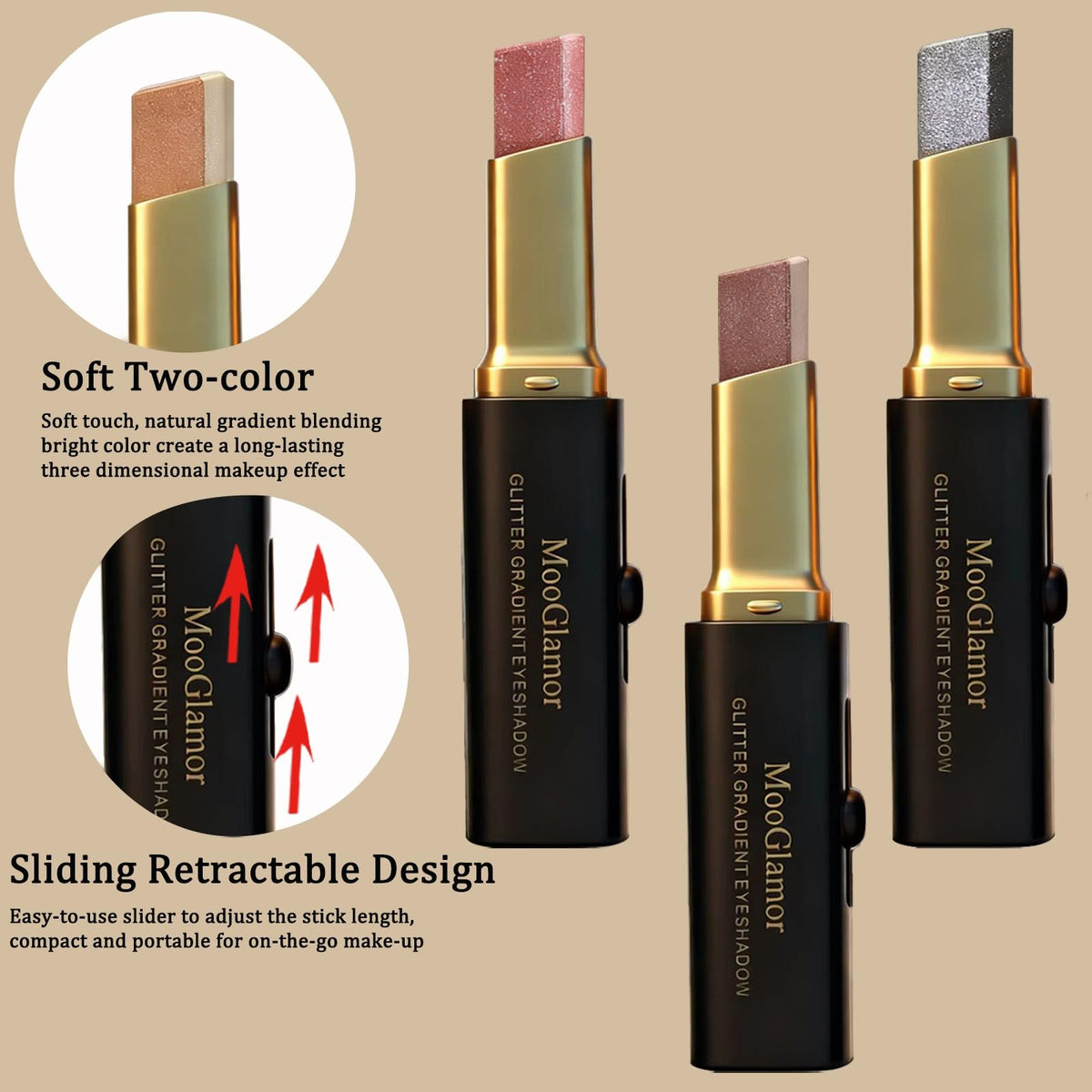 MooGlamor eyeshadow stick showing smooth application