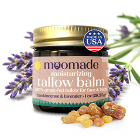 moomade Organic Beef Tallow Balm front view with label
