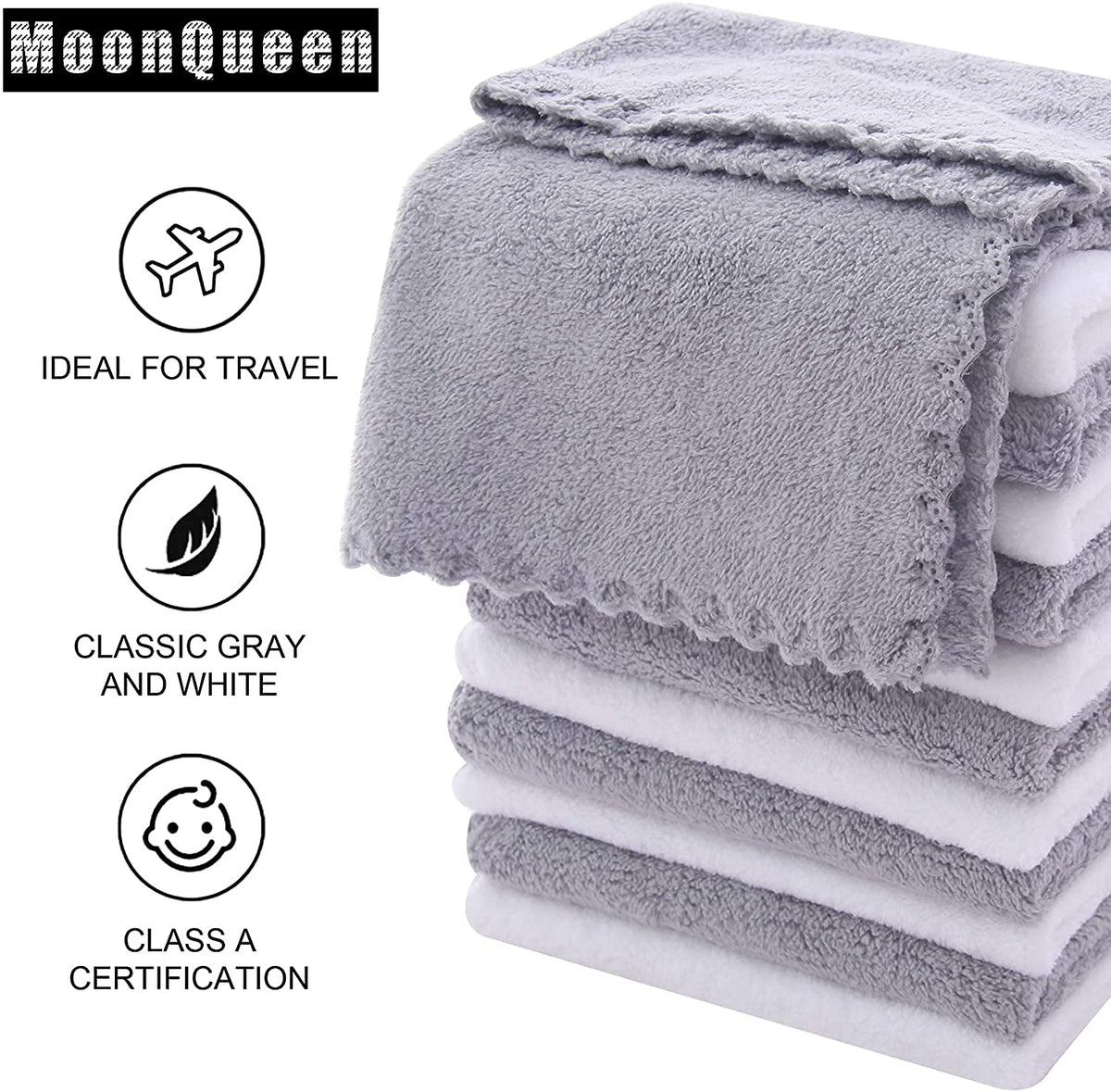 MOONQUEEN 30 Pack Microfiber Face Towels packaging view