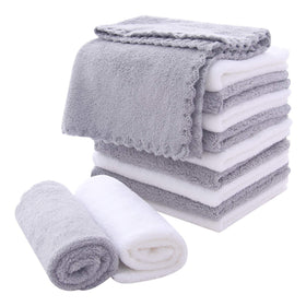 MOONQUEEN Microfiber Facial Cloths 12 Pack in grey and white