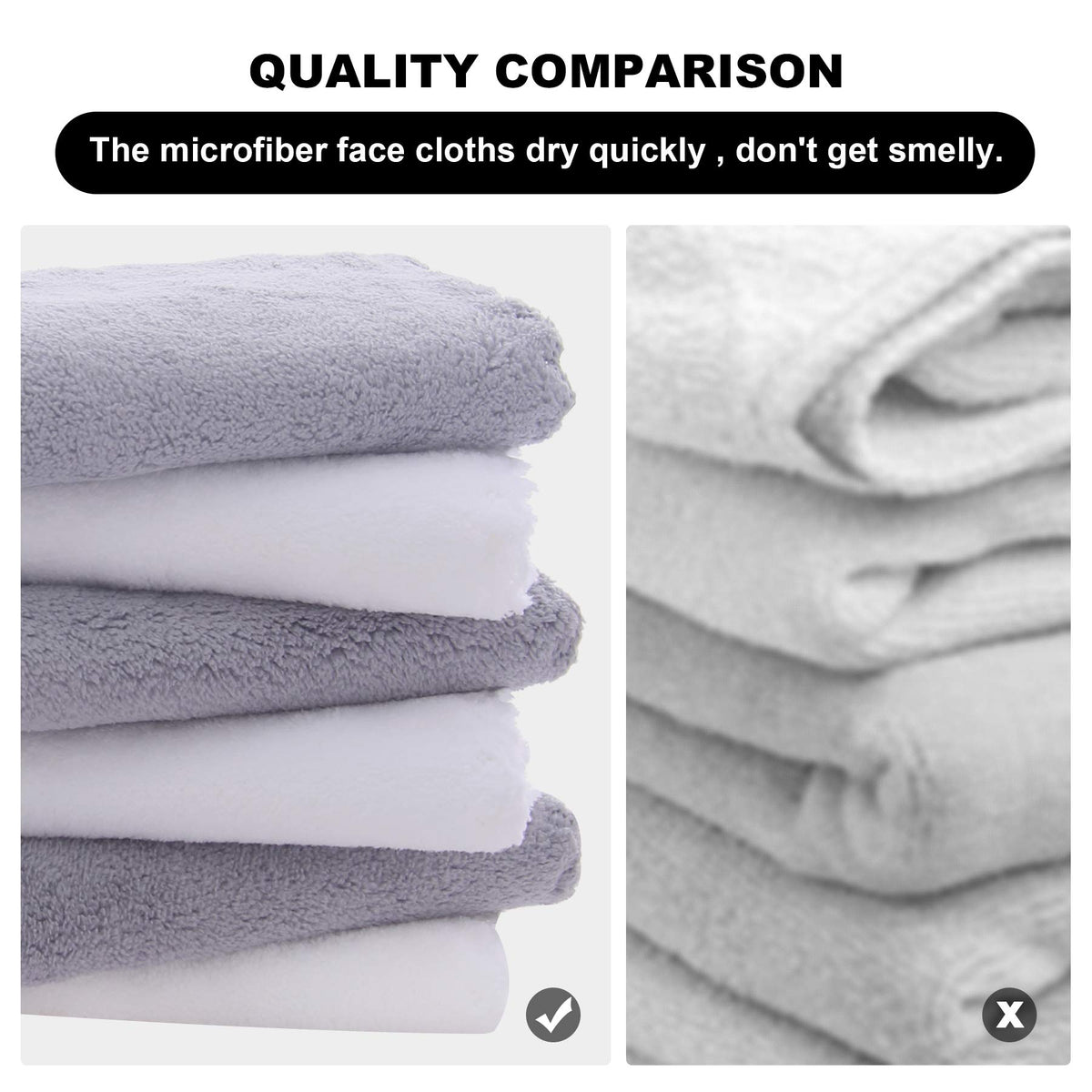 MOONQUEEN Microfiber Facial Cloths stacked for easy storage