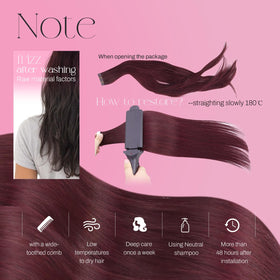 Moresoo 12 Inch Tape in Hair Extensions Burgundy back view