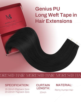 Moresoo 18 Inch Weft Extensions close-up showing the invisible seam