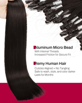 Moresoo 26 Inch Micro Bead Hair Extensions Dark Brown packaging