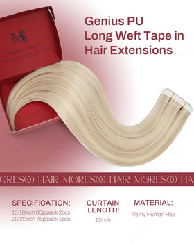 Moresoo Ash Blonde Tape In Weft Extensions packaging
