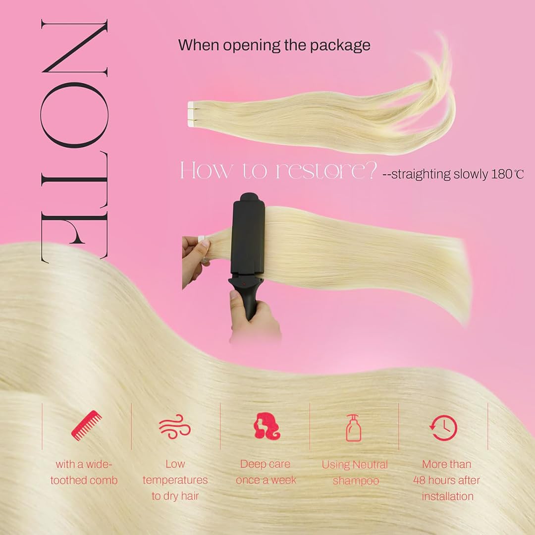 Moresoo Bleach Blonde Extensions with styling tools