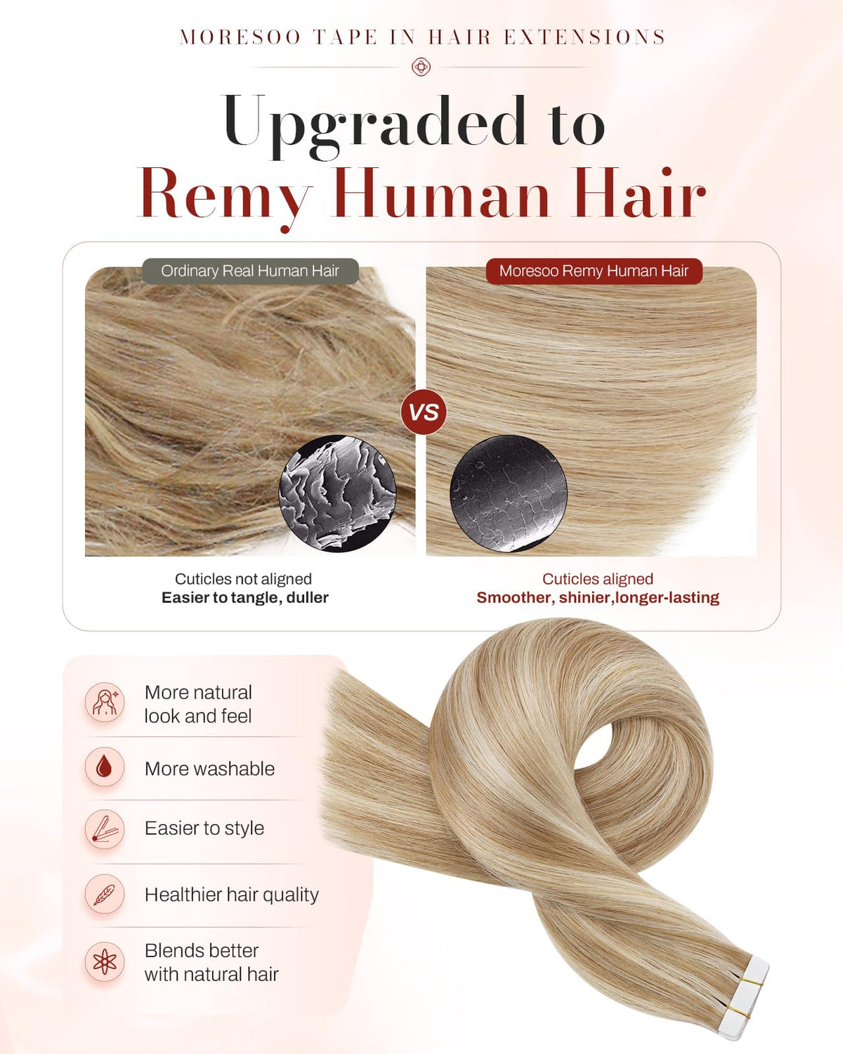 Moresoo Blonde Skin Weft Tape Extensions packaging