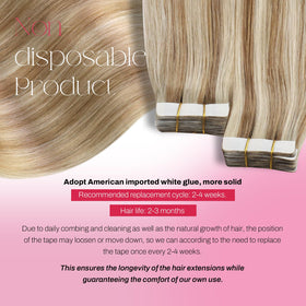 Moresoo Blonde Tape Extensions 22in displayed with styling tools