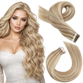Moresoo Blonde Tape Extensions 22in front view