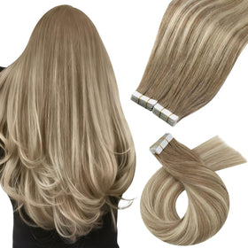 Moresoo Blonde Tape Extensions 24in Ash Brown Blend front view