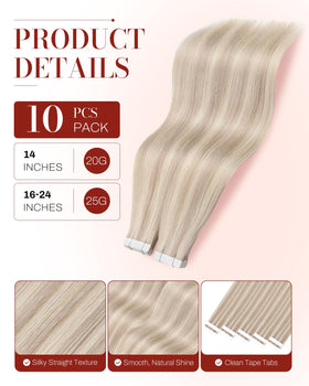 Moresoo Blonde Tape-In Extensions close-up of weft